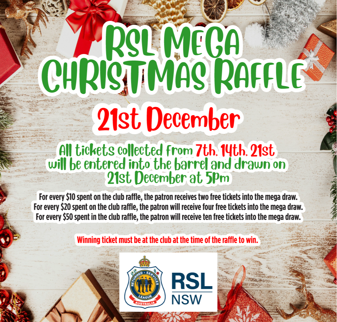 Mega Christmas Raffle - Sponsored by the RSL